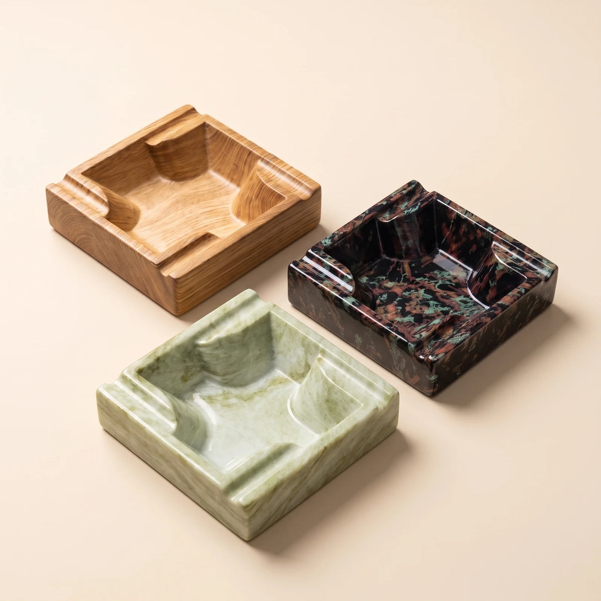 The Grove — ceramic ashtray set: Cosmos, Sage and Timber