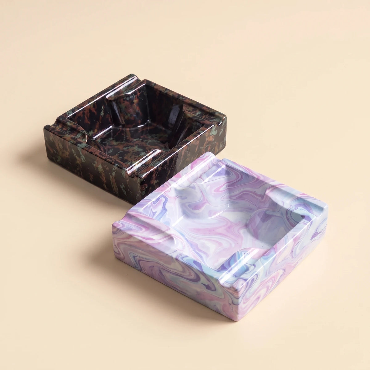 Nebula & Cosmos — ceramic ashtray set: Cosmos and Nebula