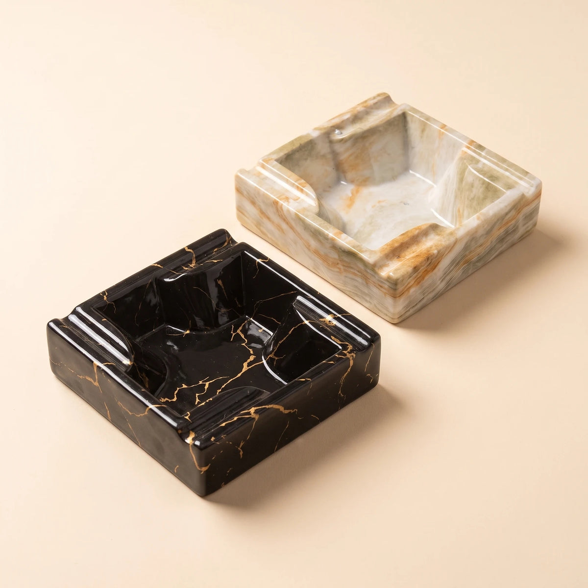 Onyx & Veil — marble ashtray set: Onyx and Veil