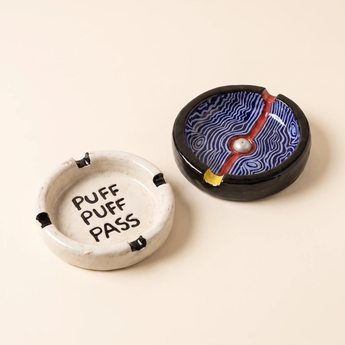 Puff & Swirl — ceramic ashtray set: Puff and Swirl